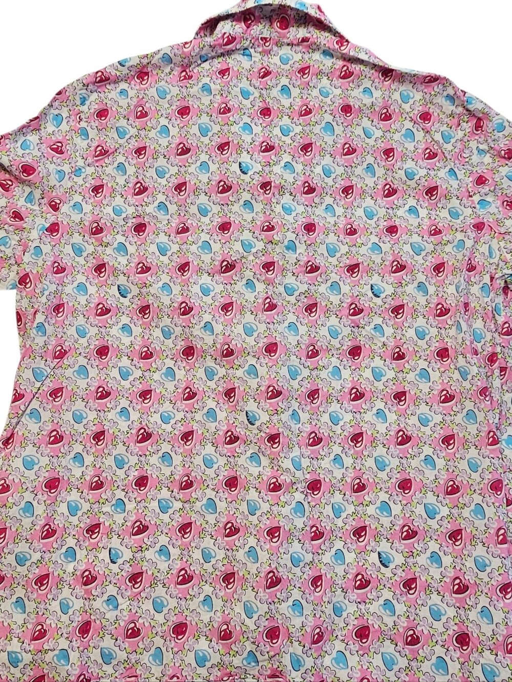 Nick & Nora Pajama Set Womens Size XXL 100% Cotton Hearts Multicolor Retro - Picture 4 of 12